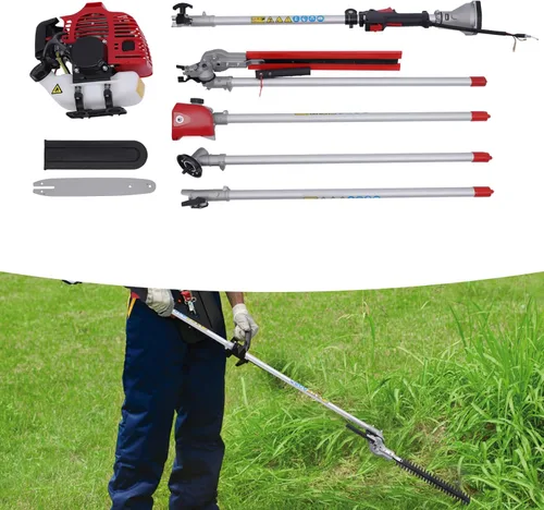 Cortacésped de 51.77 cc de 2 tiempos a gas, tijeras de setos para jardinero, 6500 rpm, herramienta de limpieza para cortar y aserrar bordes de