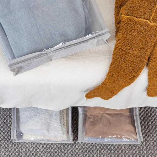 Miniatura 2 de Household Essentials Bolsas de almacenamiento para suéter con cremallera para debajo de la cama con panel de visión transparente, juego de 3