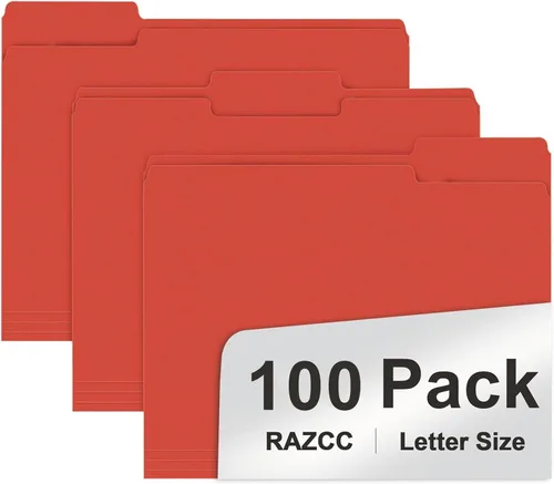 Miniatura 8 de RAZCC - Carpeta de archivos, paquete de 100 carpetas de archivos con pestaña de corte de 1/3, tamaño carta, amarillas, carpetas con pestañas, ideal