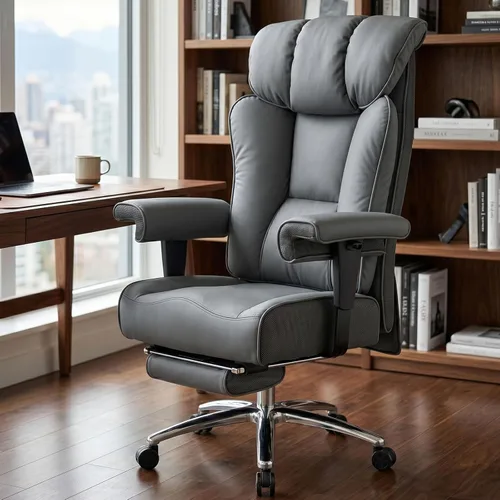 Miniatura 13 de Efomao Silla de oficina grande y alta, 400 libras, silla ejecutiva de respaldo alto con base giratoria, tapicería de piel sintética, almohada