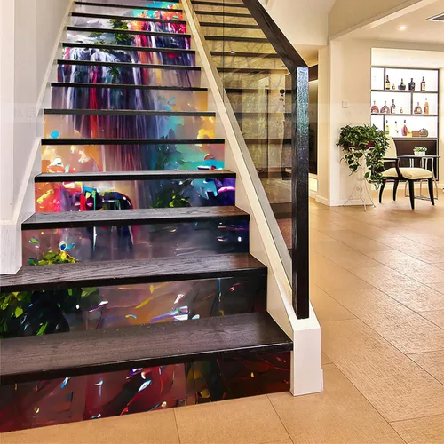 Miniatura 17 de artfanke - 13 adhesivos de vinilo 3D de otoño con bosque de arces para pelar y pegar en escaleras - adhesivos autoadhesivos para escaleras - a560