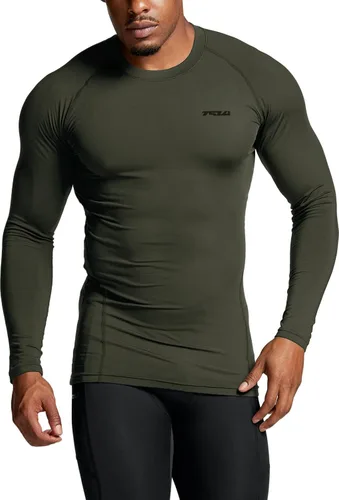 Miniatura 4 de TSLA - Paquete de 1 o 3 camisas de compresión de manga larga FPU 50+ para hombre, camisa de entrenamiento atlético, protector de erupción