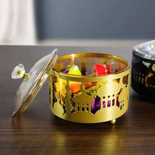 Miniatura 3 de Bandeja de Ramadán con tapa Eid Mubarak Bandeja decorativa para Ramadán, contenedor de alimentos para galletas Eid, caja de baratijas