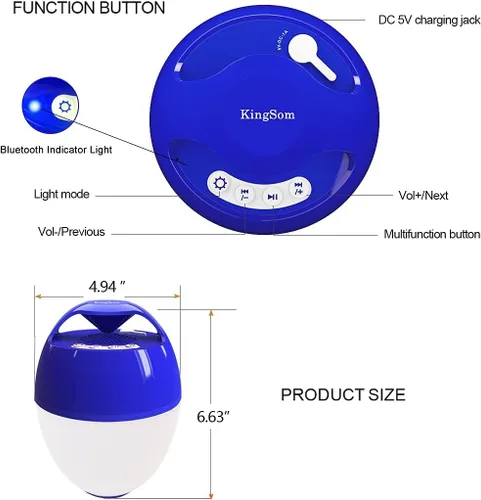 Miniatura 3 de Altavoces portátiles Bluetooth para piscina, altavoz de bañera de hidromasaje con luces coloridas, altavoz flotante impermeable IP68, sonido estéreo