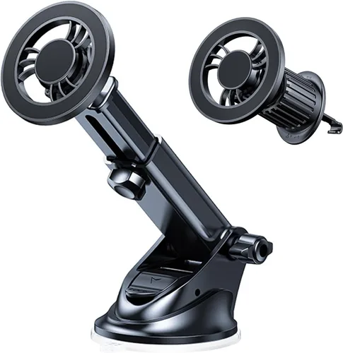 Soporte de coche MagSafe [parabrisas + ventilación + tablero] Soporte magnético 2 en 1 para automóvil, magnetismo ultra fuerte rotación de 360°, se