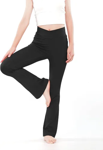 Miniatura 5 de HASMES Leggings acampanados para niñas, pantalones de yoga con cintura alta, pantalones casuales de baile, pantalones deportivos para niños