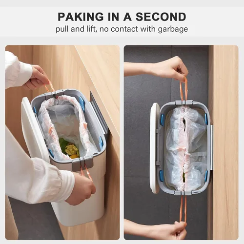Miniatura 6 de ELPHECO Basurero Colgante con Tapa de 2.5 Galones, Contenedor de Compost de Cocina para Debajo del Fregadero, Bote de Basura de Plástico Montado