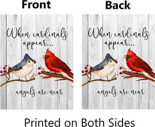 Miniatura 3 de Cardinals Appear - Bandera de jardín de 12 x 18 pulgadas, decoración de doble cara para el Día de los Caídos Cuando los Cardenales Aparecen Los