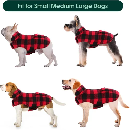 Miniatura 7 de Kuoser - Abrigo de invierno para perro de estilo británico, resistente al viento, ropa para perros, chaquetas para perros, chaleco para perros Rojo