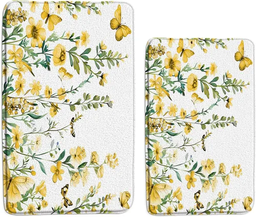 Miniatura 23 de GCTNBJL Tapete de baño con diseño floral de hojas verdes, flores rosas, bohemio, botánico, tropical, hojas bohemias, plantas, naturaleza, negro