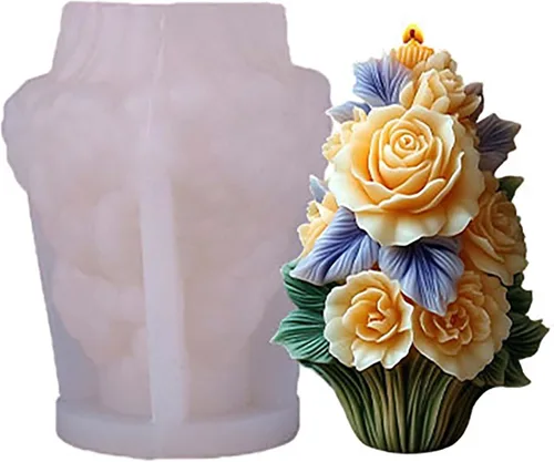 Miniatura 7 de Molde de resina rosa - Moldes de flores y bolas 3D para fundición de resina y fabricación de velas ZL-397