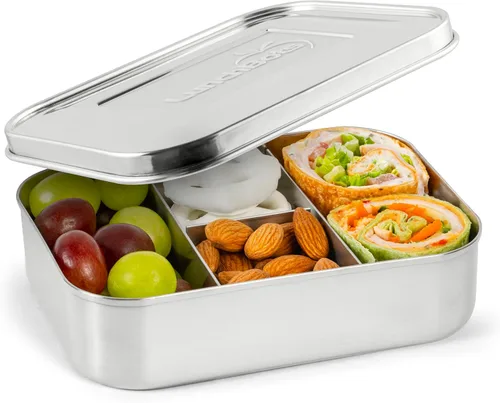 LunchBots - Caja de aperitivos de proteínas extrapequeña de acero inoxidable con una sola porción – ideal para semillas, carne, queso y comida para