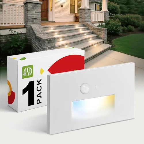Miniatura 27 de ASD LED Luminaria de Escalera Empotrada, Iluminación de Pasada al Aire Libre del Atardecer al Amanecer 3CCT, Sensor de Movimiento, Fotocélula