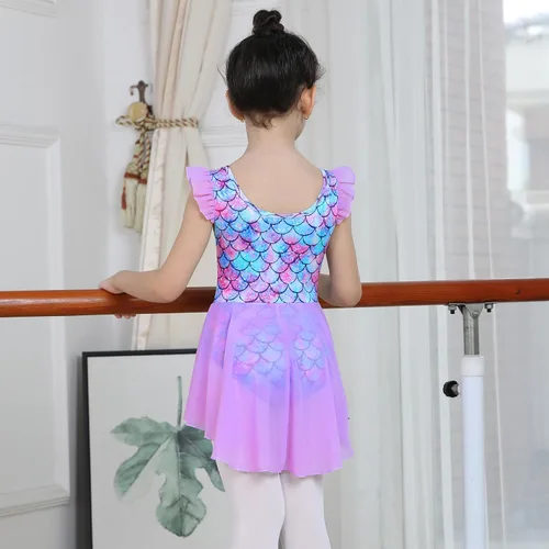 Miniatura 68 de LUOUSE Elegante leotardo de ballet para niñas con falda, mangas con volantes y volantes, perfecto para baile y gimnasia