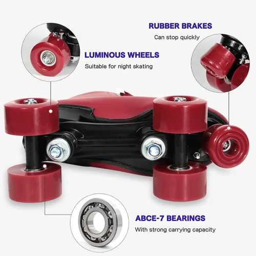 Miniatura 4 de Wiwiy Patines de Rodillo para Mujeres y Hombres - Cuatro Patines de Cuatro Ruedas Brillantes Ajustables