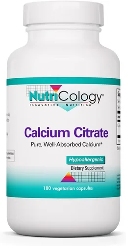 Nutricology Citrato de calcio - Calcio puro, fuerza ósea, bien absorbido, sin vitamina D, solo calcio, suplemento de 150 mg, cápsulas vegetarianas -