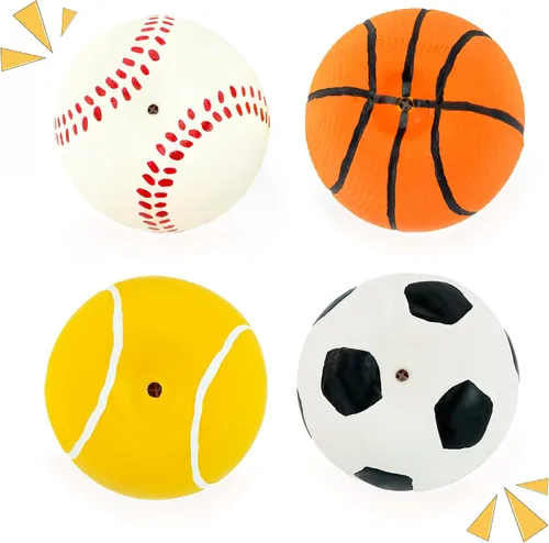 CHIWAVA Paquete de 4 bolas deportivas de látex chirriante de 2.4 pulgadas, juego de pelotas deportivas para perros pequeños