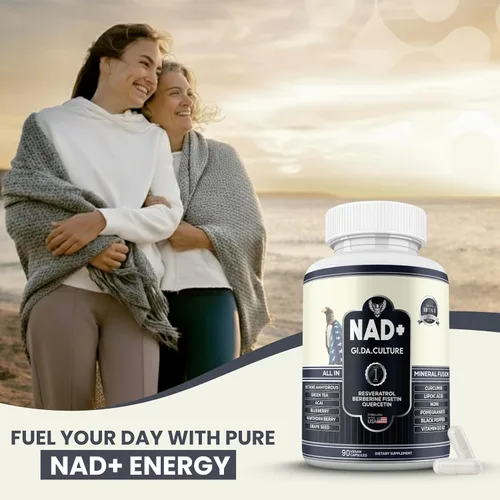 Miniatura 9 de Suplemento NAD+ 18 en 1 con resveratrol berberina quercetina fisetina ácido lipoico curcumina Vitamina D3 K2 para energía celular Apoyo