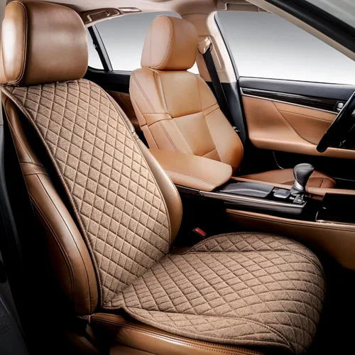 IVICY Funda de asiento de automóvil de lino sintético para automóviles, duradera y antideslizante, fundas protectoras para asiento delantero de