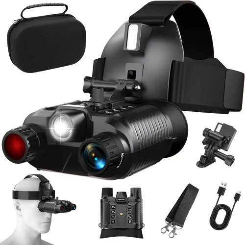 Miniatura 8 de Dsoon Gafas de visión nocturna, prismáticos de visión nocturna recargables mejorados montados en la cabeza con infrarrojos, manos libres, linterna