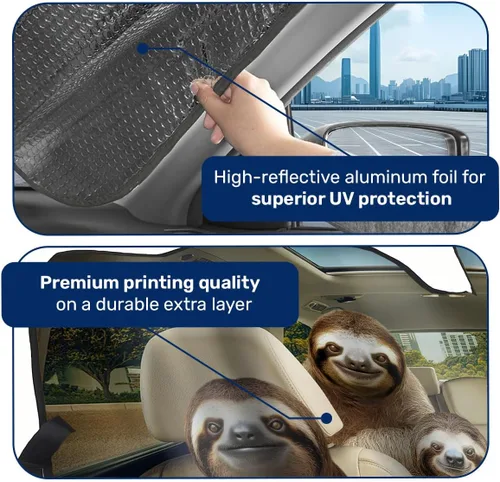 Miniatura 4 de GENANY - Cubierta de parabrisas de flamenco para automóvil, SUV, camión (55 x 30 pulgadas), protector térmico plegable, persianas para ventanas