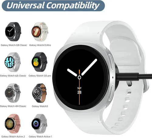 Miniatura 2 de Cargador de reloj compatible con Samsung Galaxy Watch 8/8 Classic/7/Ultra/6/6 Classic/5/5 Pro/4/4 Classic/3/Active2/Active 1, cable de carga