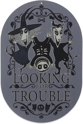 Miniatura 10 de Disney Haunted Mansion - Letrero de metal con texto en inglés «Beware of Hitchhiking Ghosts» – Decoración de pared de mansión embrujada espeluznante