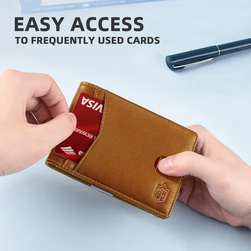 Miniatura 16 de Zitahli - Billetera delgada con 12 ranuras para tarjetas, ventana de identificación con clip para dinero, bolsillo frontal RFID plegable, pequeña