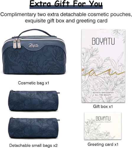 Miniatura 6 de BOYATU Bolsas de maquillaje de viaje Bolsa organizadora de cosméticos: Juego de 3 bolsas de maquillaje de gran capacidad, bolsas de aseo de piel
