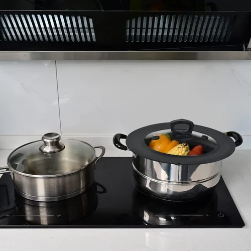 Miniatura 7 de Tapa universal de vidrio templado ventilado para sartén con borde de silicona resistente al calor, cubierta de tapa de salpicaduras de microondas