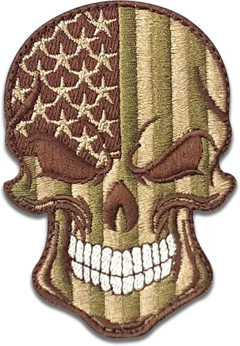 Miniatura 10 de Parche de calavera - Parche de calavera con bandera de Canadá - Parche de velcro - Parche bordado - Parche para mochilas, gorras, chaquetas, ropa