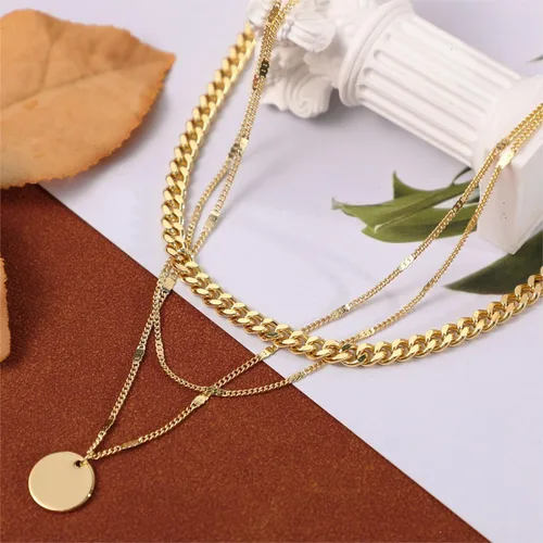 Miniatura 5 de ASCOMY Collares en capas para mujer, delicado collar de oro chapado en oro de 14 quilates, collar de espiga para mujer, collar de cruz de perlas