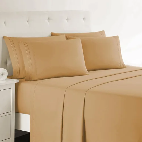Miniatura 52 de Clara Clark - Juego de sábanas King con Flex Top, 6 piezas - Sábanas de lujo para cama King con cabeza dividida, juego de cama súper suave, King
