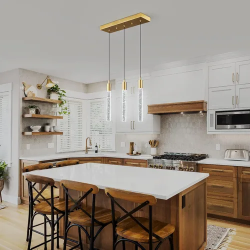 Miniatura 4 de Iluminación de Isla de Cocina Accesorio de Luz Moderna Lámpara Colgante Dorada Regulable LED con Acabado de Latón Dorado Mini Luces Colgantes