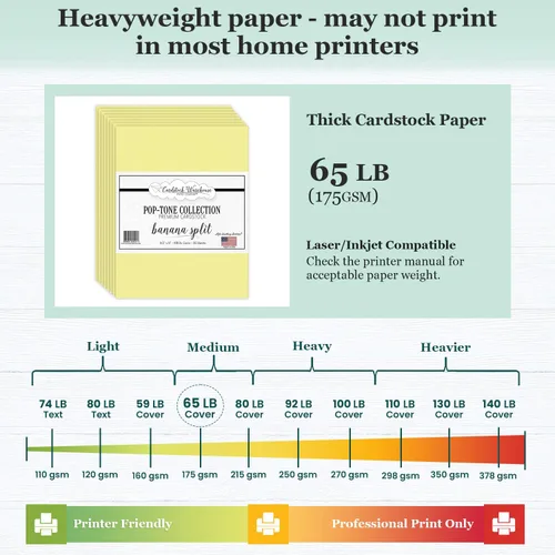 Miniatura 5 de Cardstock Warehouse Pop-Tone Banana Split Yellow Cardstock Paper – 50 hojas, 8.5 x 11 pulgadas – 65 libras / 175 GSM Cartulina amarilla premium
