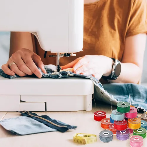 Miniatura 7 de 50 bobinas, bobinas de plástico para máquina de coser, bobinas de coser con estuche de bobina, bobina para Sin-ger/Bro-Ther, bobinas para máquina