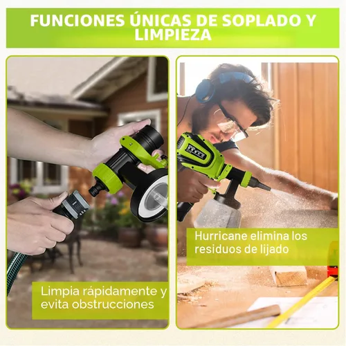 Miniatura 6 de VONFORN Pulverizador de pintura, pistola de pulverización HVLP con juntas de limpieza y soplado, 4 boquillas y 3 patrones, fácil de limpiar