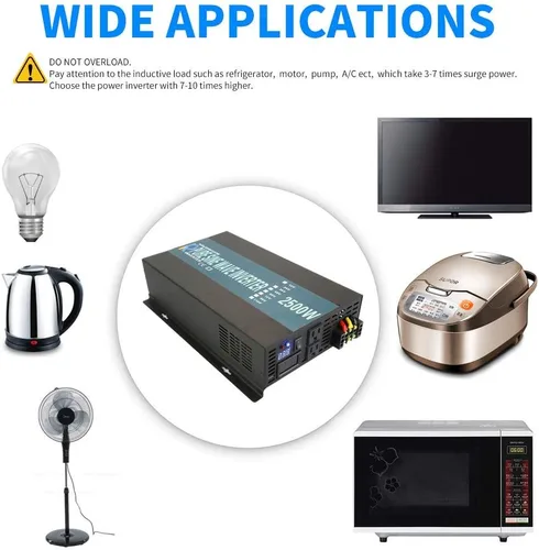 Miniatura 5 de WZRELB Inversor de corriente de onda sinusoidal pura de 2500W 48V 120V con 2 salidas de CA, inversor de coche