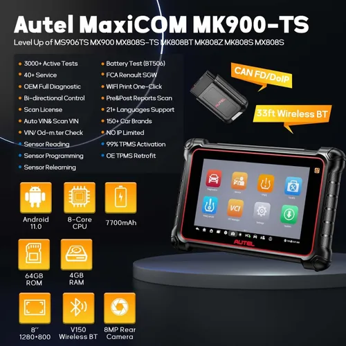 Miniatura 2 de Autel MaxiCOM MK900TS MX900TS - Escáner de diagnóstico - Mejora de MK900BT MK900 MK808S-TS, herramienta de análisis bidireccional, más de 40