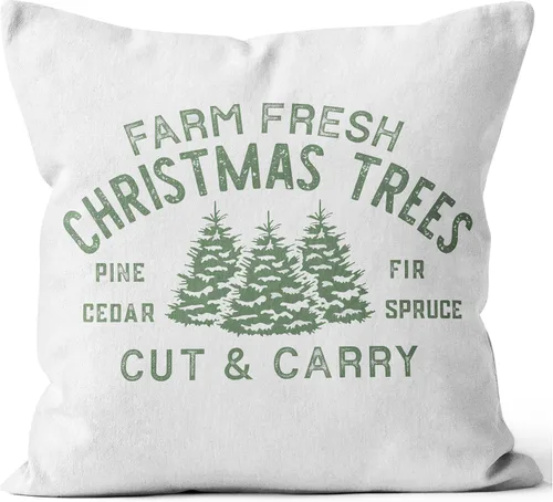 Fundas de almohada verdes de árboles de Navidad de 18 x 18 pulgadas para sofá, habitación, decoración fresca de granja