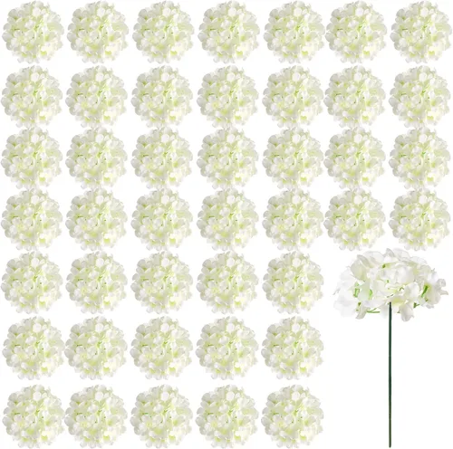 Miniatura 18 de Auihiay 26 piezas de flores hortensias artificiales de seda con tallo para decoración del hogar, bodas, fiesta.