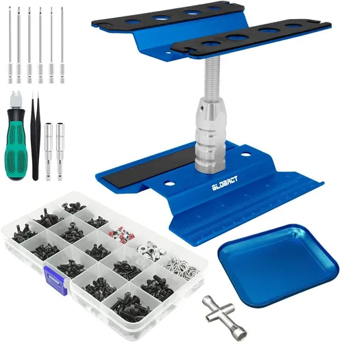 GLOBACT Juego de herramientas de reparación de soporte de trabajo de reparación de automóvil a control remoto, rotación de 360 grados y 521 piezas
