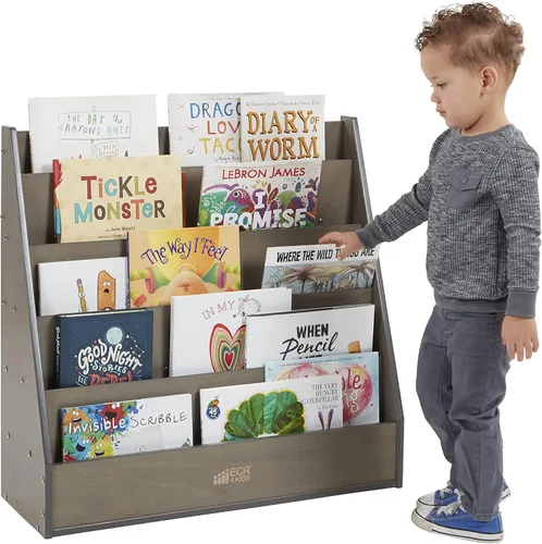 Miniatura 12 de ECR4Kids Streamline - Expositor de libros de una sola cara con almacenamiento, estantería para aula, color gris lavado