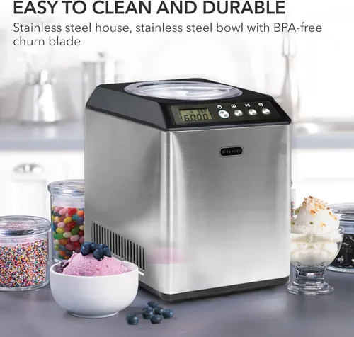 Miniatura 4 de Whynter ICM-201SB - Máquina de helado con compresor automático vertical de 2.1 cuartos de galón con cuenco de acero inoxidable en negro y libro