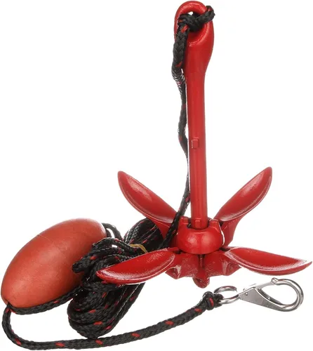 Miniatura 2 de MarineNow Kit de anclaje de grapnel de 3.5 lb – Anclaje plegable con cuerda de grado marino de 25 pies, boya, gancho a presión y bolsa