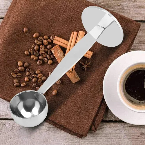 Miniatura 2 de Cuchara de café de acero inoxidable y manipulador, cuchara de medición y apisonamiento 2 en 1 para café en polvo