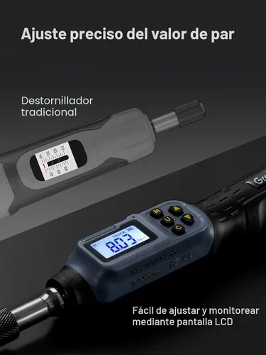 Miniatura 3 de GROWNEER Destornillador dinamométrico digital, 2.66-53.1 in-lb/0.3-6 Nm, destornillador de par de 1/4 pulgadas de pulgada de impulso, electricista