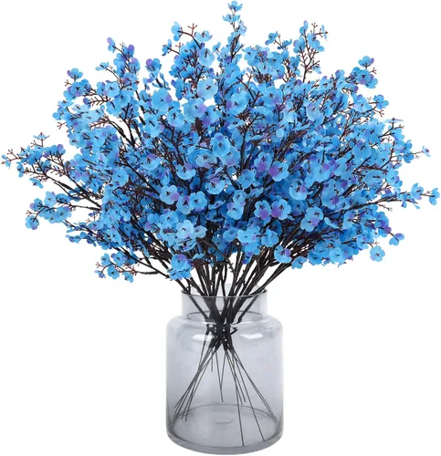 Miniatura 17 de 8 piezas flores artificiales de aliento de bebé, flores de seda amarillas de tacto real, flores falsas para jarrón, hogar, oficina, boda, Navidad