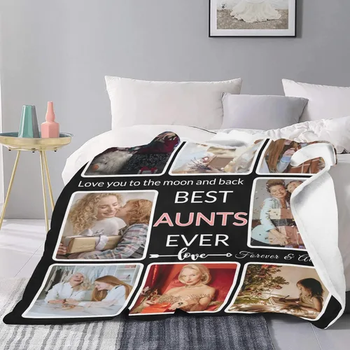 Miniatura 5 de Regalos para Tías Manta Personalizada con Foto, Haz una Manta Personalizada para Tías con Imagen Recuerdos Personalizados Souvenir Manta de Las