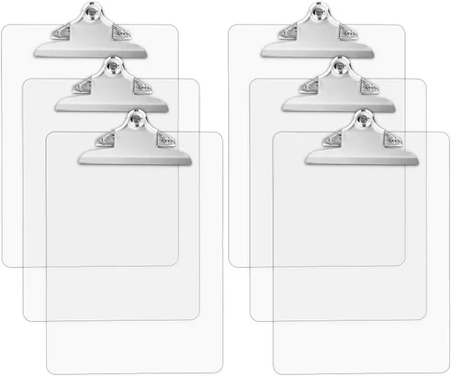 Portapapeles de plástico transparente (juego de 6) portapapeles | Fuerte 12.5 x 9 pulgadas | Capacidad para 100 hojas! Portapapeles acrílicos con